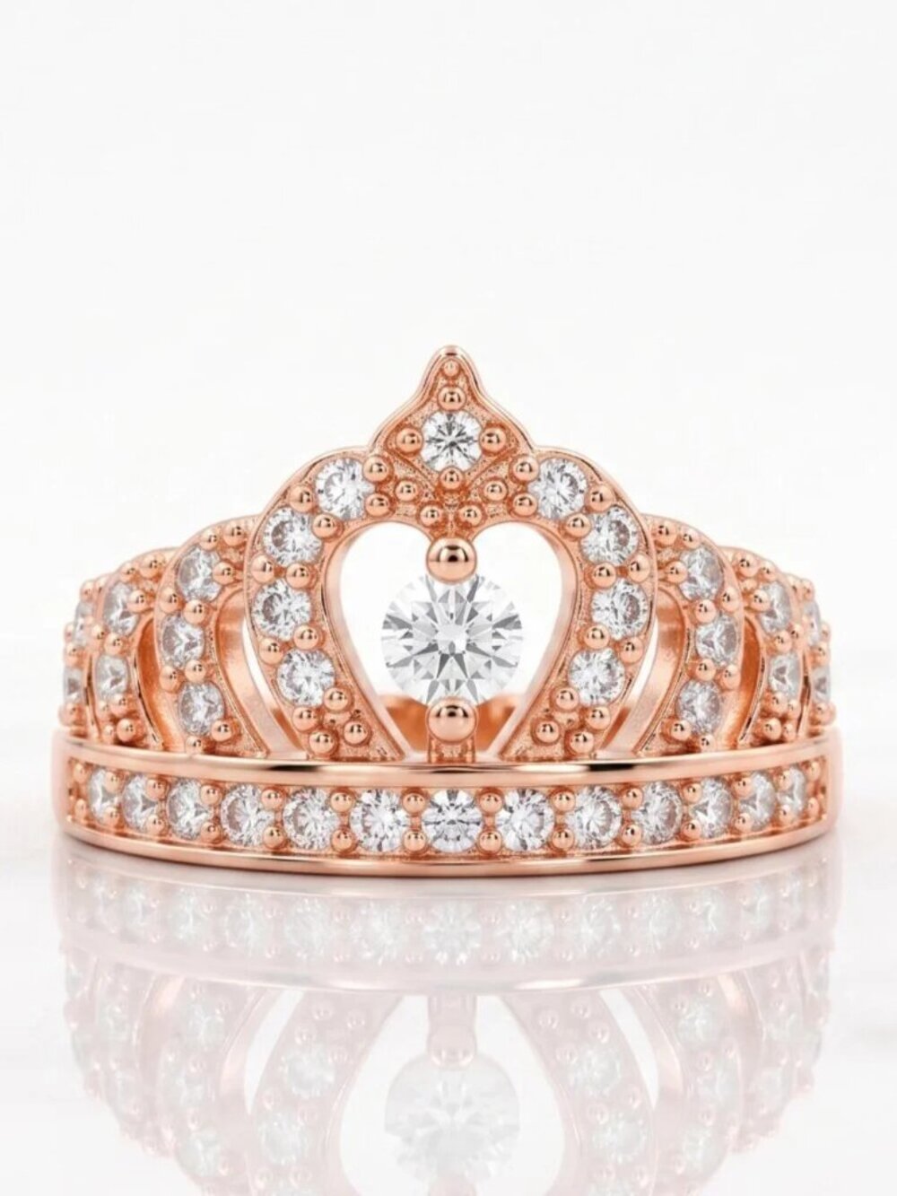 Vintage Charmed Aroma Tiara Crown Ring, 925 Sterling Silver 18k Rose Gold